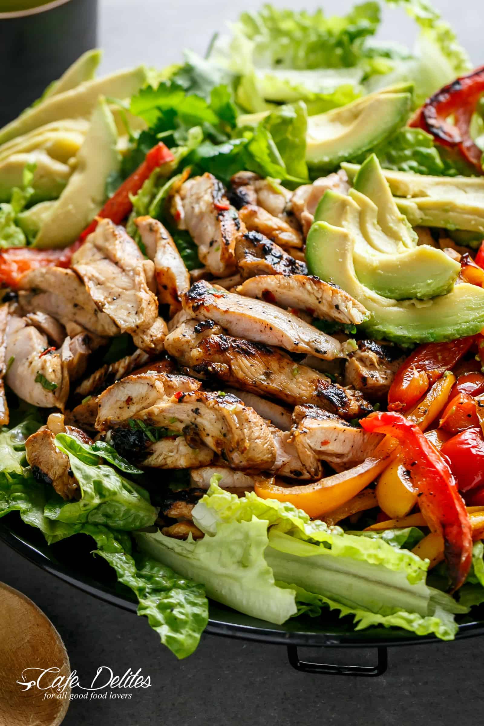 Grilled Chili Lime Chicken Fajita Salad, ketogenic, low carb, keto food, bbq food