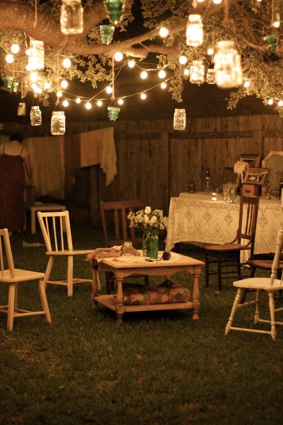 beautiful lighting, one the prettiest garden party ideas 