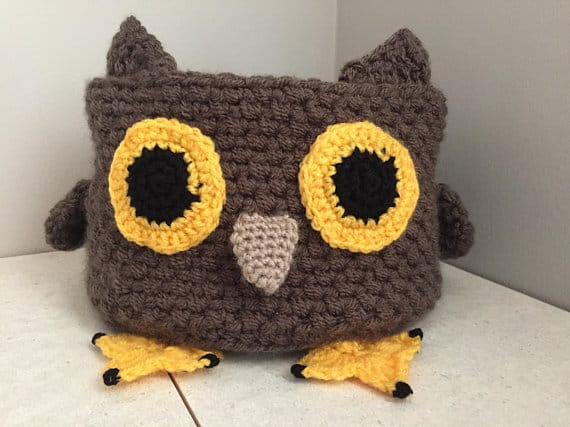 Crochet Owl Storage Basket Pattern - 3 Basket Sizes #storage #organization #organisation #crafty #craft #makemoney #sellcrafts #diy #crochetcraft