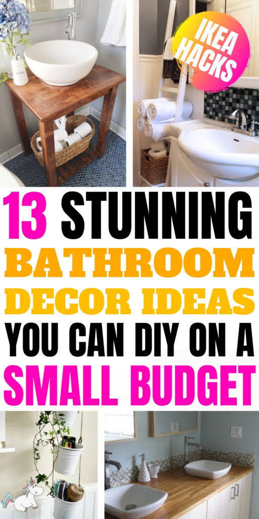 13 Stunning Bathroom Decor Ideas You Can DIY On A Small Budget! These IKEA Bathroom hacks are creative home decor ideas at their best! #ikeahacks #homedecor #bathroomdecor #themummyfront