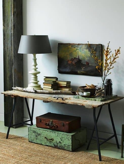 Rustic style desk made using an Ikea frame