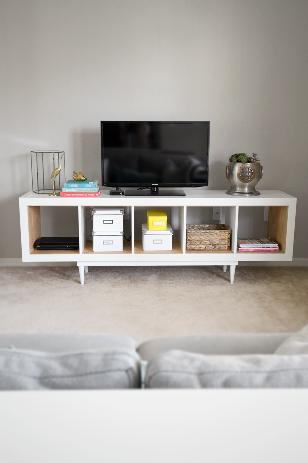 Mid century modern ikea tv stand & living room storage idea