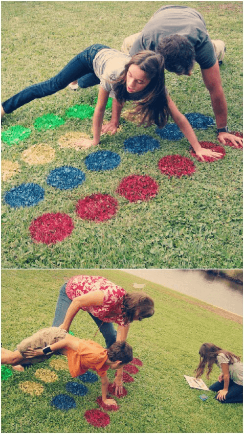 This backyard twister is a summer party game that the whole family will enjoy! #summerpartygames