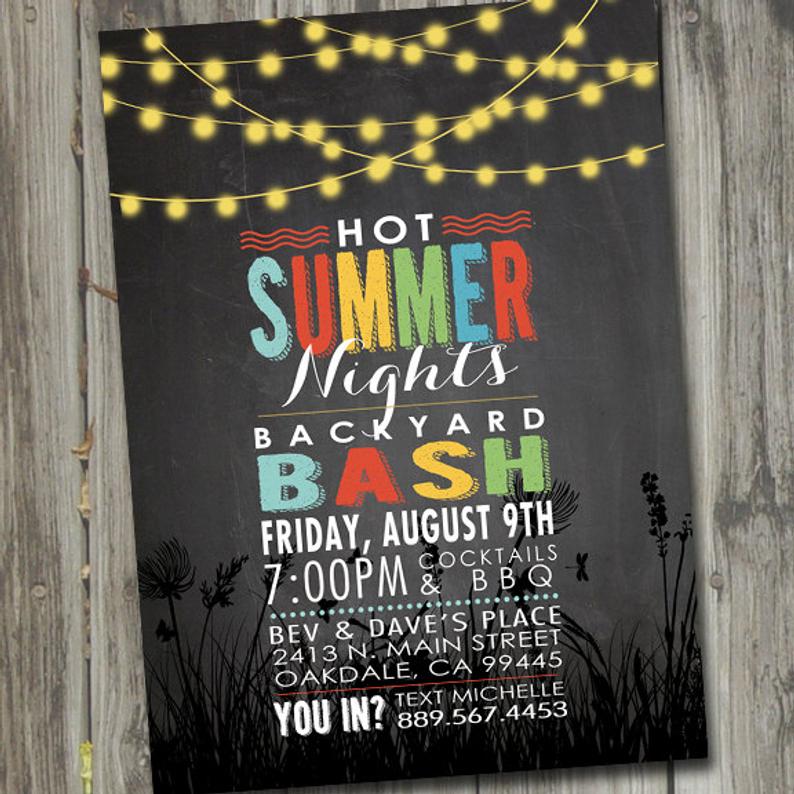 Backyard bash Summer Party Invitations Printable #summerparty #partyinvitations