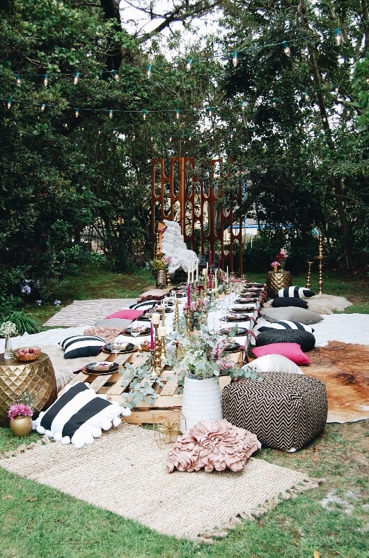boho style party seating your guests will adore 