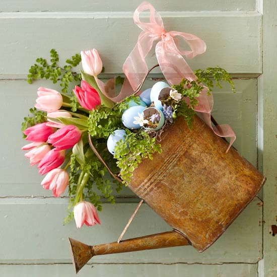 Spring Home Decor Idea DIY Watering Can With Flowers