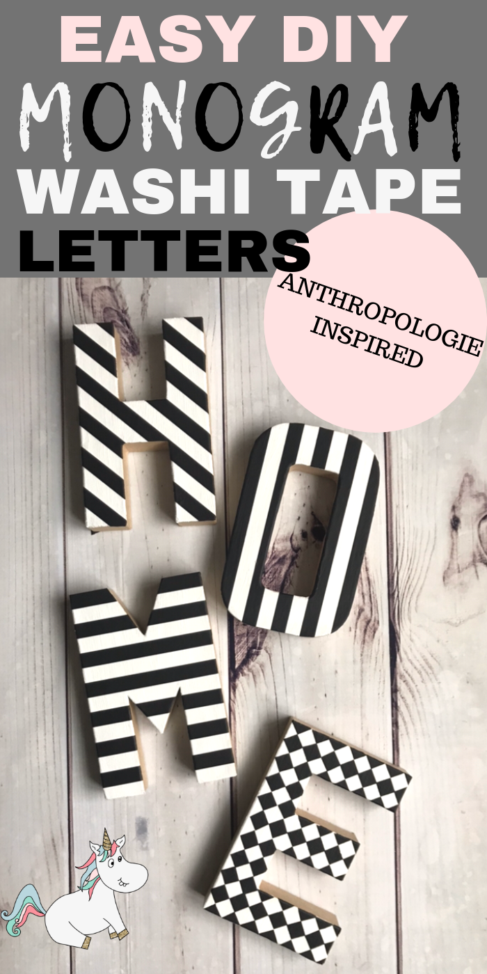 Cheap and Easy DIY Monogram Washi Tape Letters... A Brilliant Anthropologie Knockoff You Can Actually Do! These Monogram letters will be a great addition to your home decor or give them to someone you love as a great DIY Gift Idea!