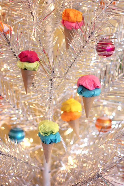 easy paper ice cream cone christmas ornaments