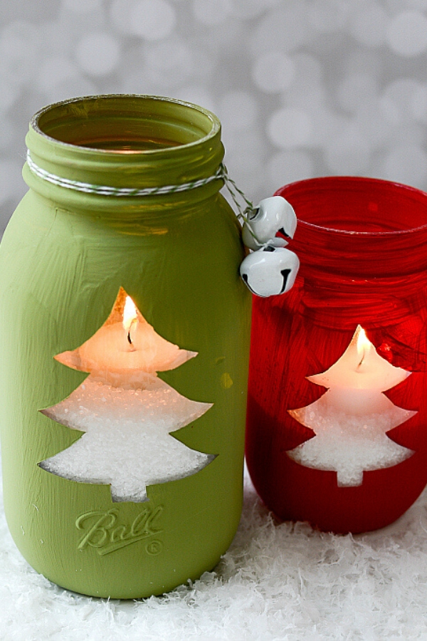 DIY Christmas Tree Votive Mason Jars