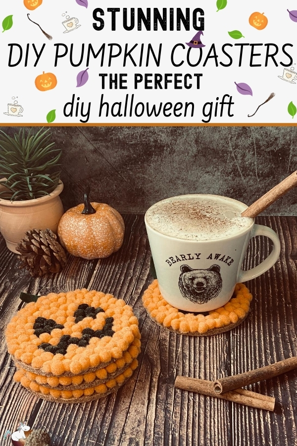 Easy DIY Halloween Gift: Adorable Pumpkin Coasters you can make as a stunning handmade Halloween gift everyone will love! 