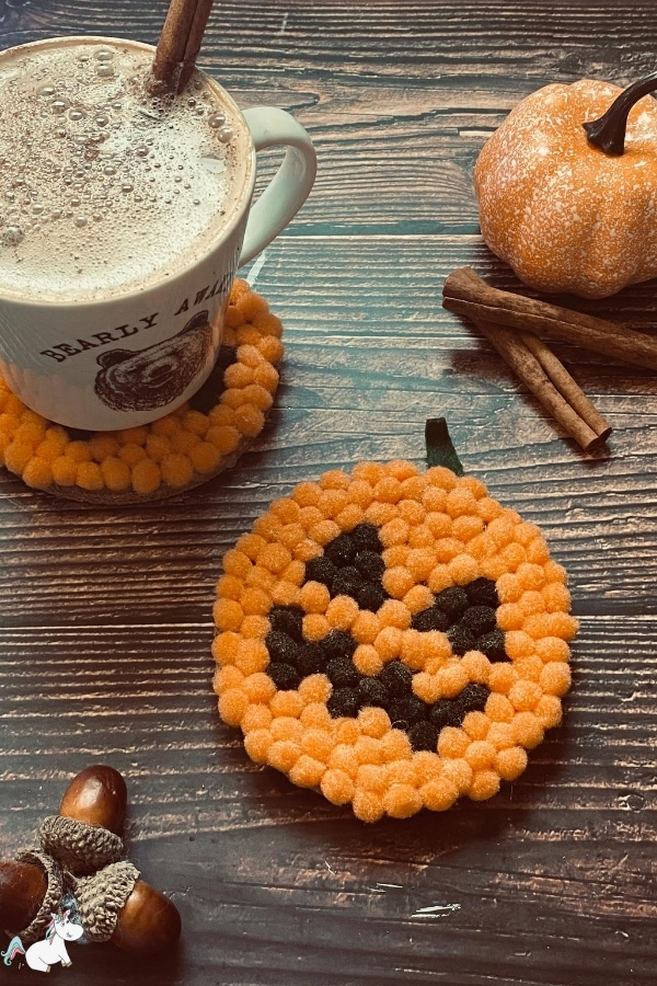 pumpkin pom pom coaster