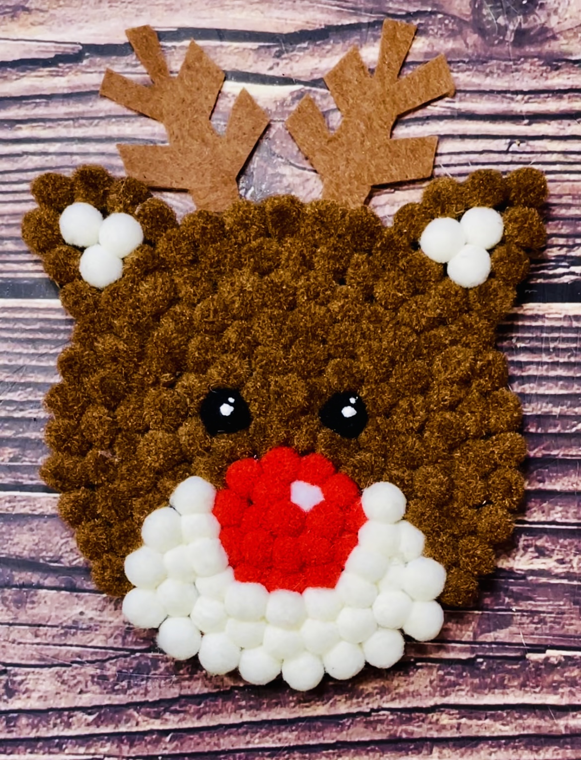 Rudolph pom pom coaster