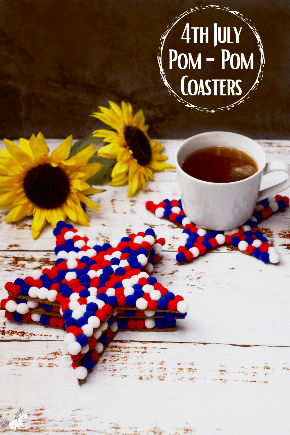 DIY 4th of July Pom Pom Coasters: An Easy 4th July Craft