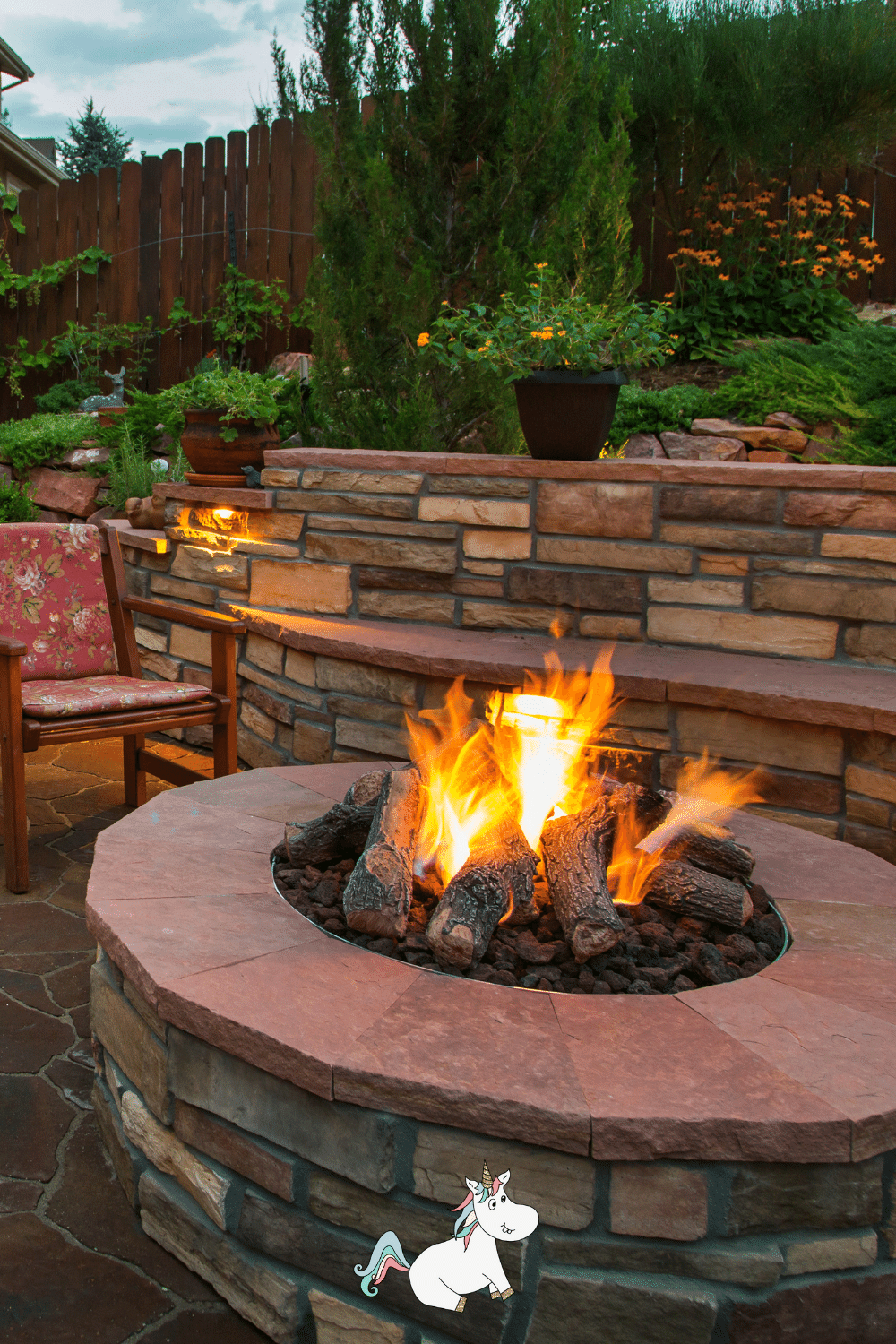 Fire pit with stone seating