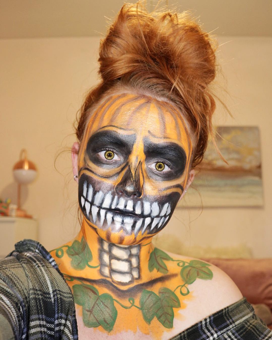 Skeleton pumpkin makeup