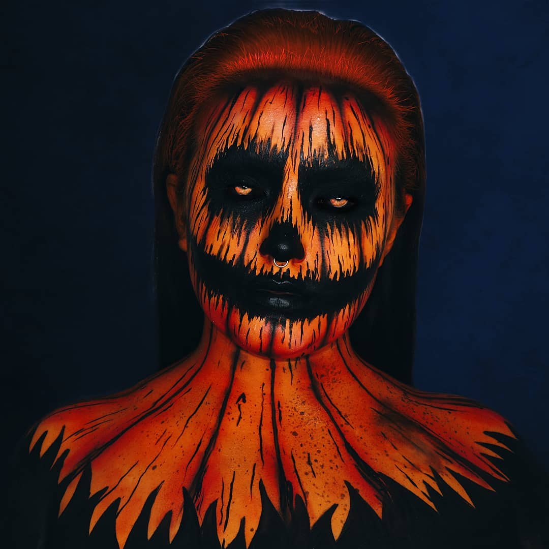 scary jack o lantern face paint