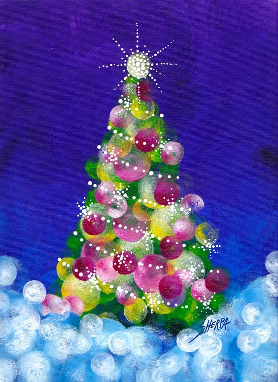 Easy Christmas tree painting