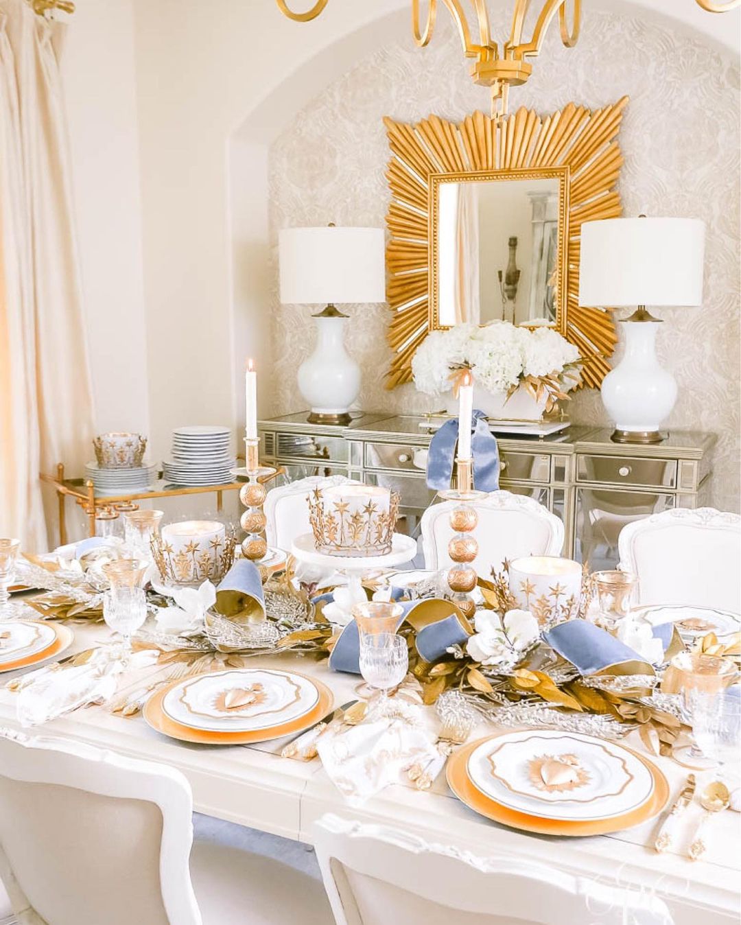Gold and Blue Tablescape