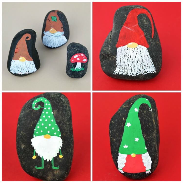 Christmas Gnome Rock Painting