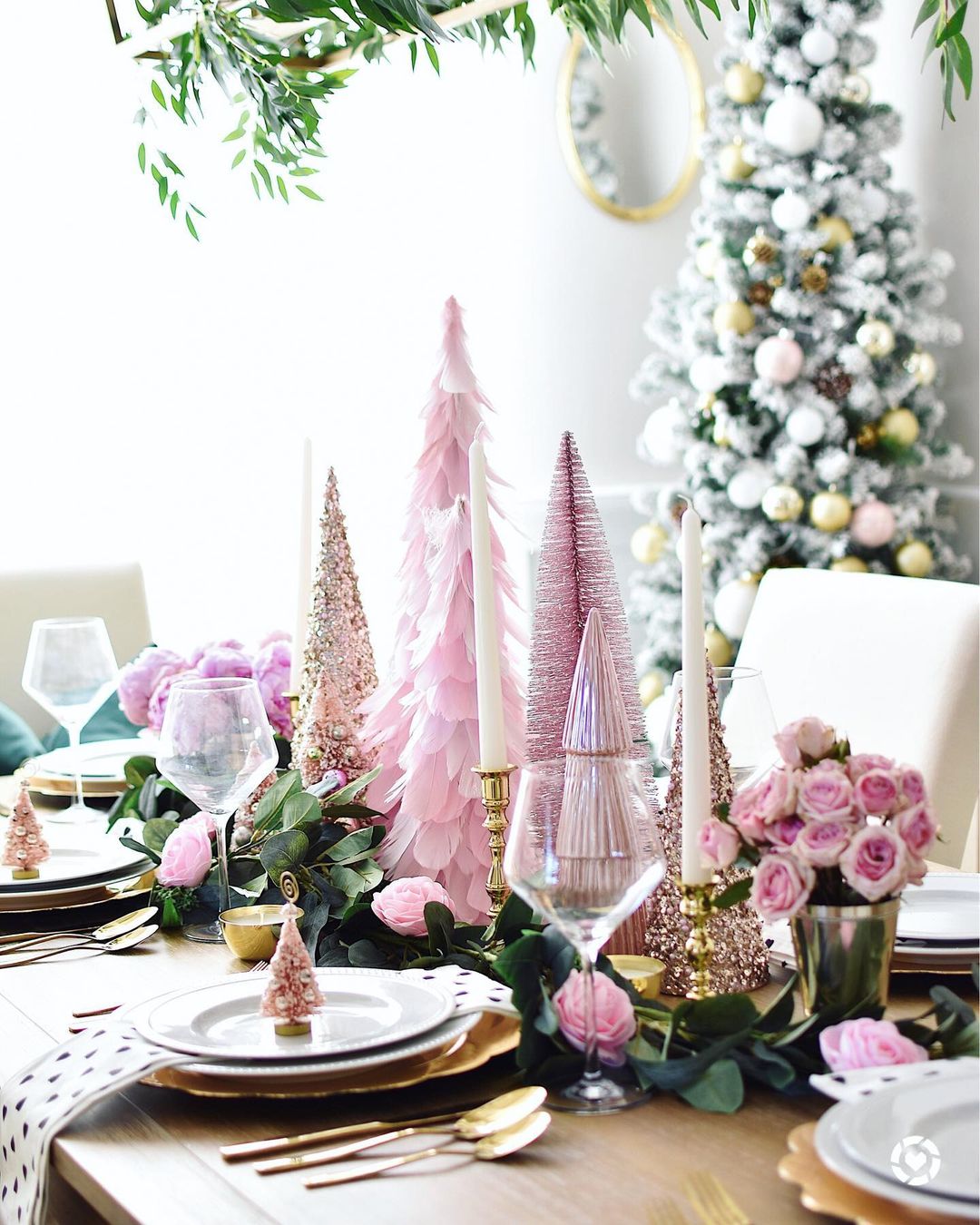 Pink Christmas Tree Tabletop Decor