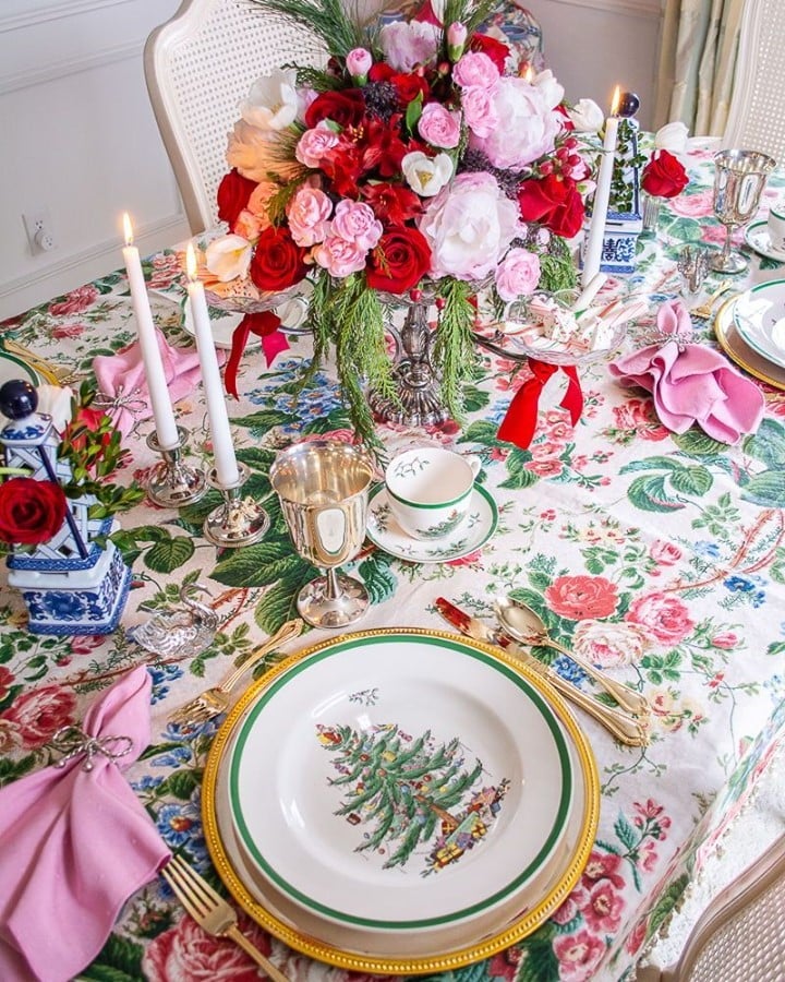 festive chintz tablecloth