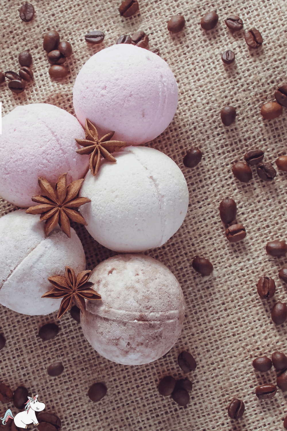 Bath bombs surrounded by coffee beans