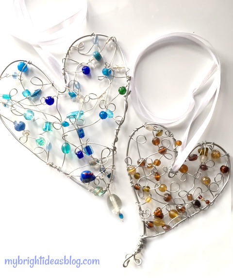 beaded heart suncatcher