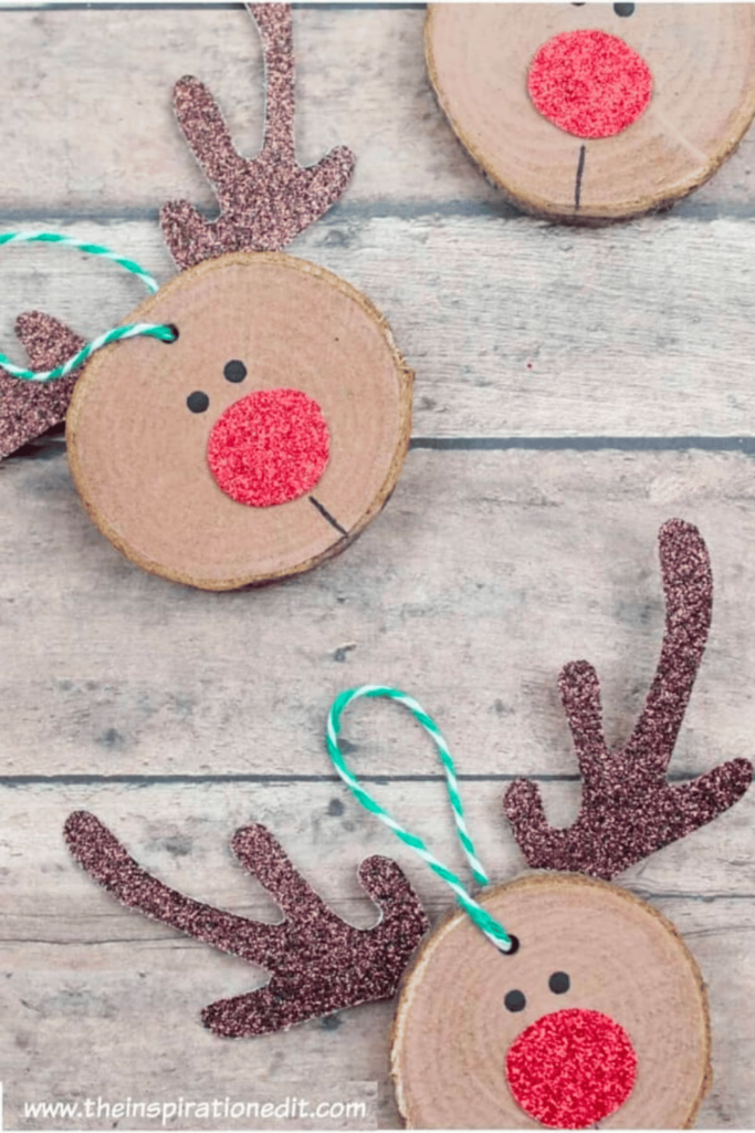 Rudolph themed wood slices