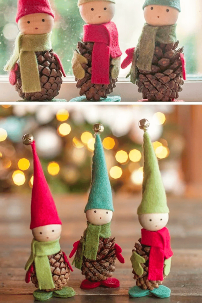 Adorable pinecone elves made with felt