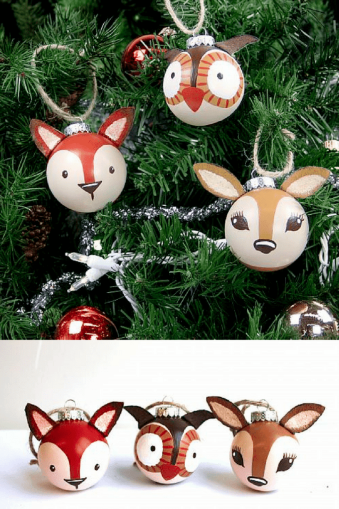 Hand Painted Woodland Animal Baubles