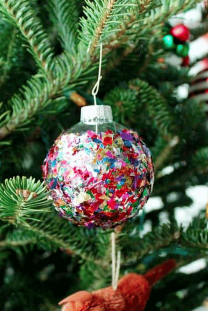 Bauble filled with rainbow glitter