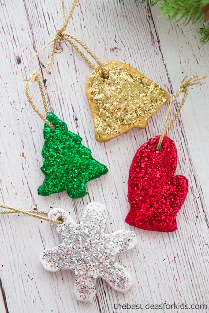 four christmas cookie cutter salt dough ornaments