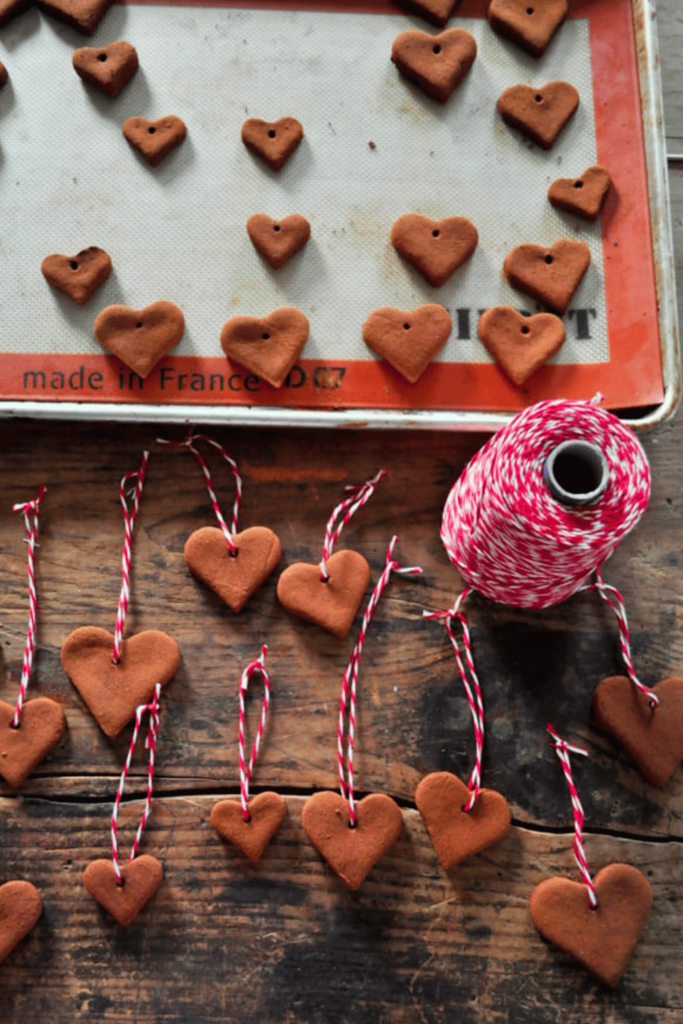 Cinnamon & applesauce heart ornaments