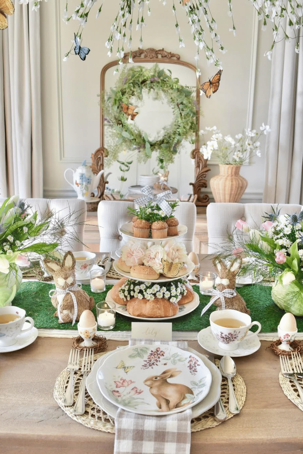 whimsical bunny tea party centerpiece