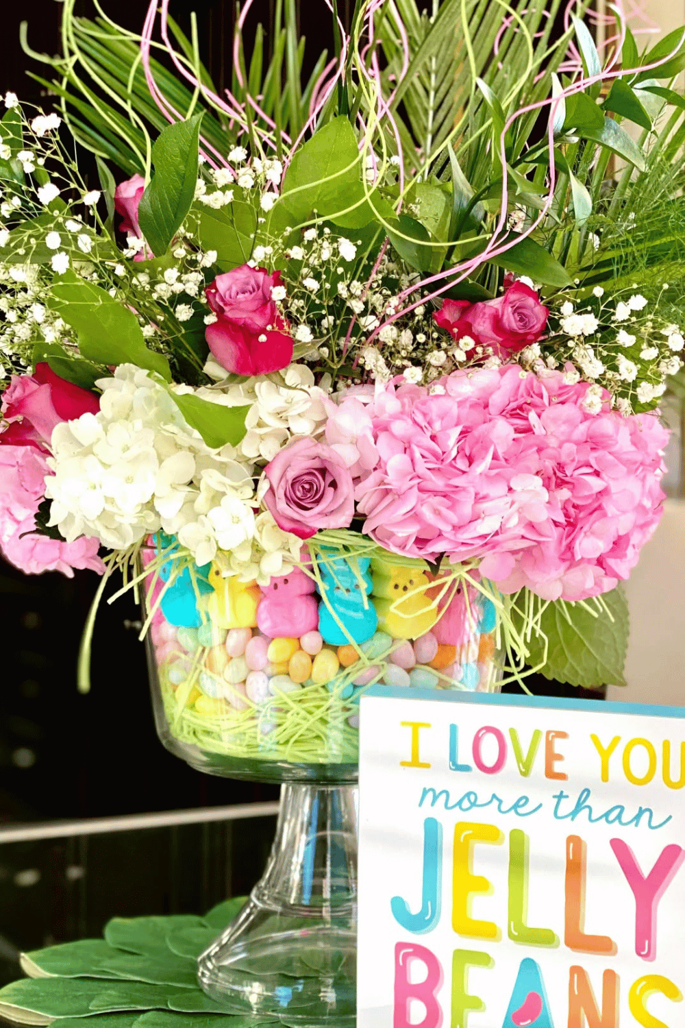candy and flower peep centerpiece