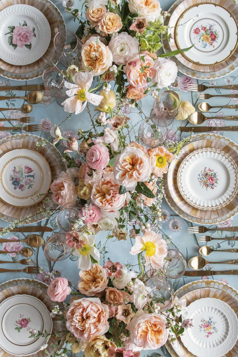 romantic floral easter tablescape