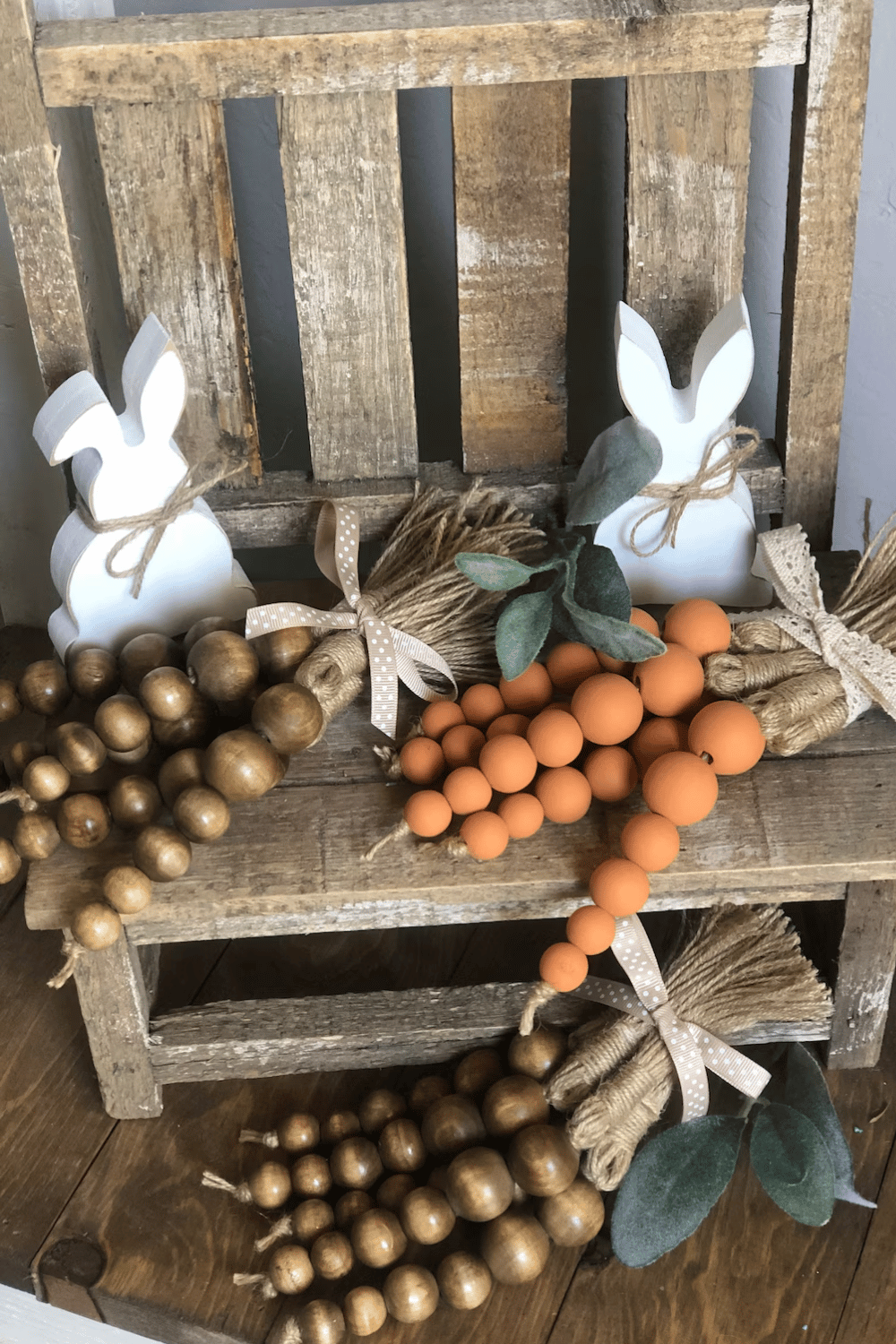 Rustic Easter carrot bead garlands 