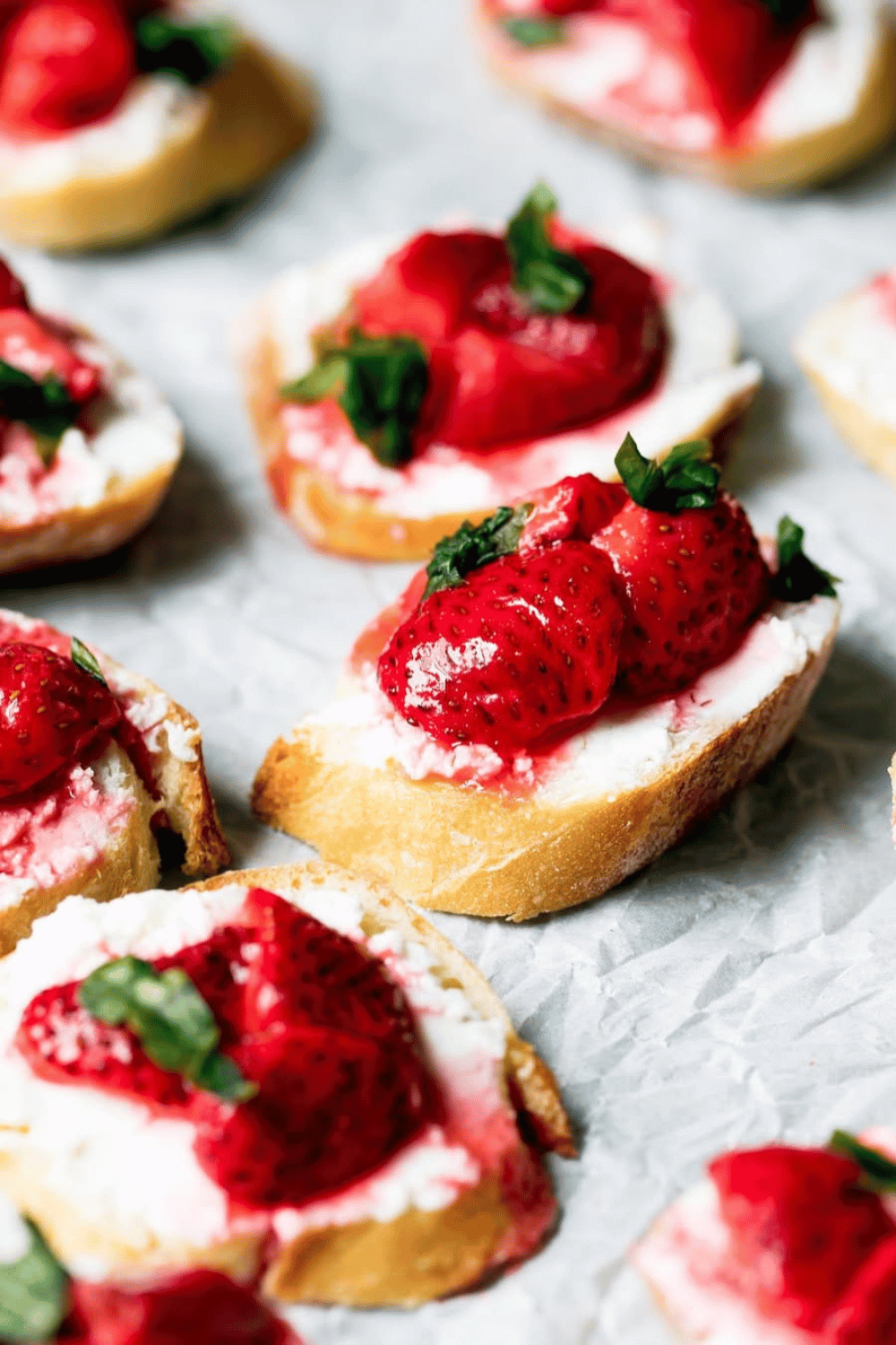 This roasted strawberry & basil crostini is a fresh and flavorful spring appetizer that’s perfect for Easter brunch or lunch!