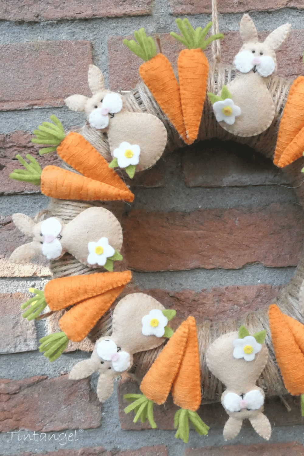 DIY a Felt Bunny & Carrot Wreath for a Fun & Whimsical Easter Look