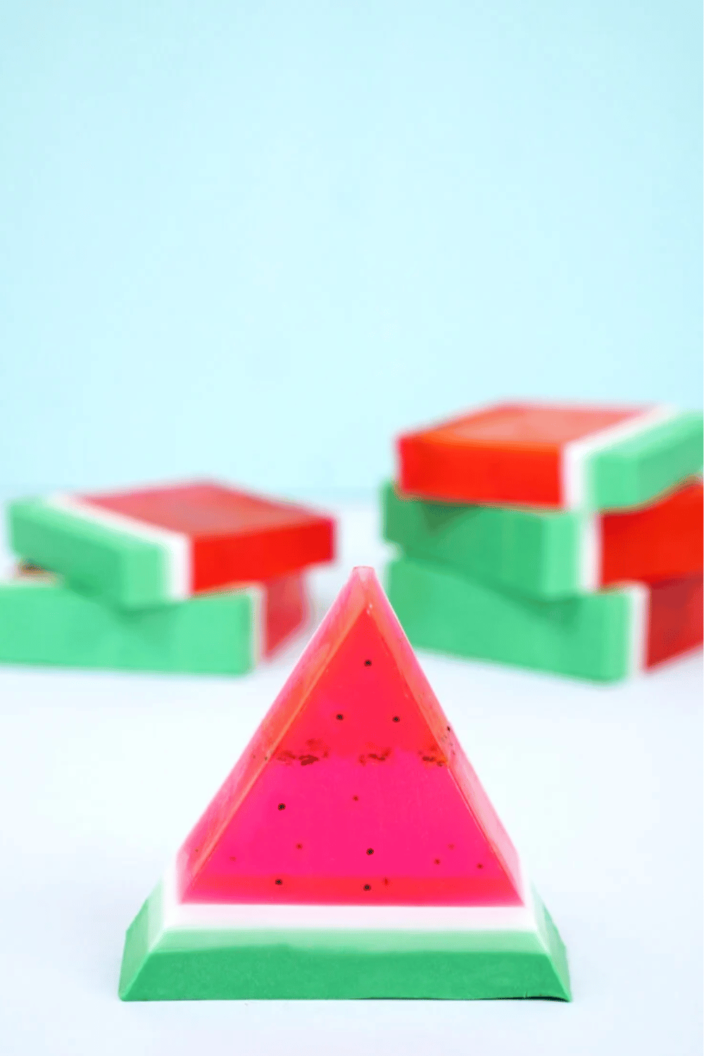 Watermelon-themed handmade soap bars with realistic detail