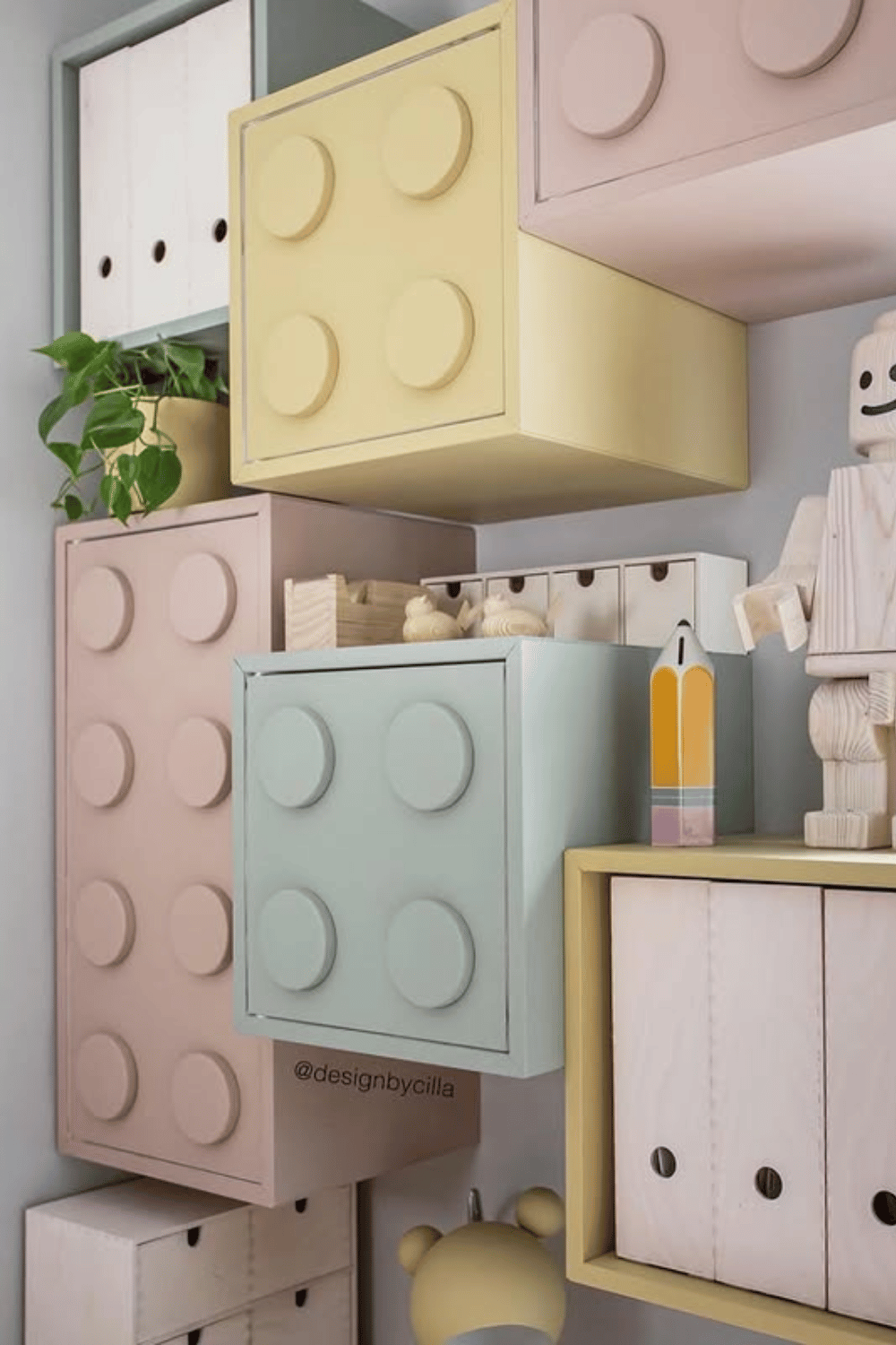 Lego inspired EKET shelf unit in pastel colors fun and playful Ikea kids’ storage
