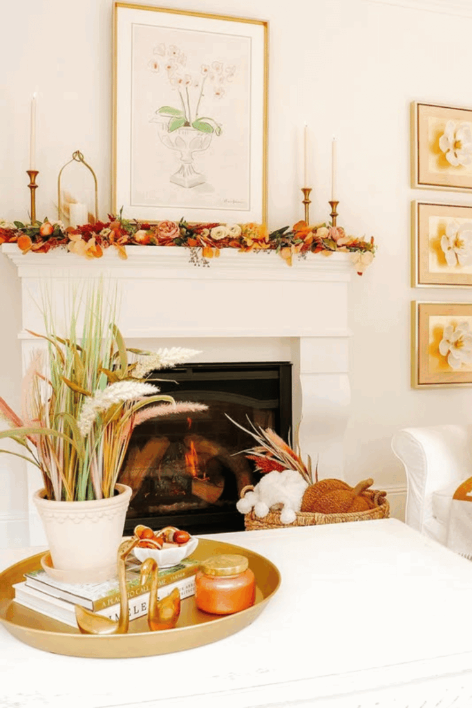 Traditional fall colors in oranges, yellows, and deep reds