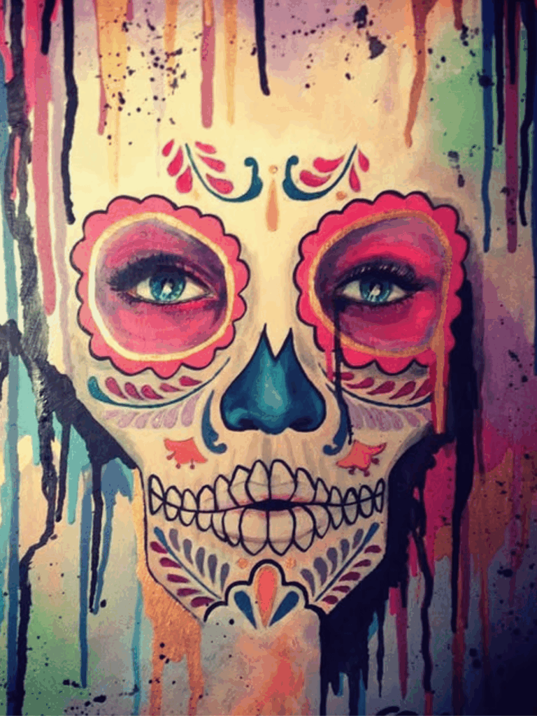 Colorful sugar skull Halloween painting