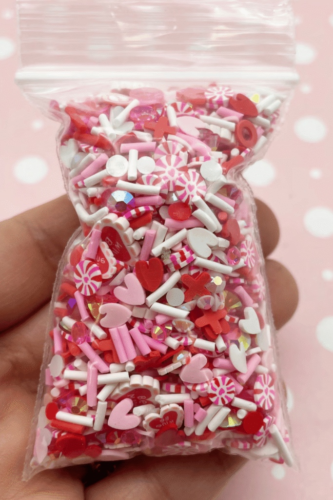 Valentine sprinkle mix packaged for crafters
