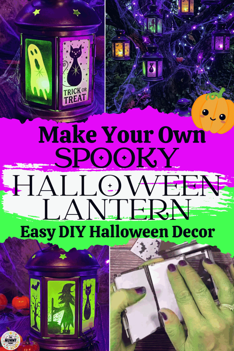 DIY Halloween Lantern. Halloween lantern decor doesn’t need to be complicated to look wonderfully atmospheric. Turn a simple glass lantern into glowing Halloween decor using free printable witches, ghosts, bats, black cats and pumpkin faces. This is one of those easy Halloween crafts that comes together quickly with paper, scissors and battery-operated LED lights. A lovely Halloween craft for adults to display on a mantel, party table or sheltered porch.
