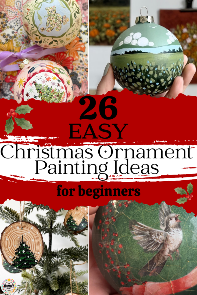 Christmas Ornament Painting Ideas to inspire your next festive craft project! 🎄 Discover 26 beautiful ways to transform plain baubles into handmade Christmas decorations, from charming snowmen and snowy villages to delicate florals and colourful designs. Whether you love traditional Christmas decor or something more modern, these DIY Christmas decorations are perfect for adding a personal touch to your tree. You'll find plenty of DIY baubles Christmas inspiration, along with lovely Christmas gifts to make for family and friends. Save these Christmas crafts for a cosy afternoon of festive creativity!